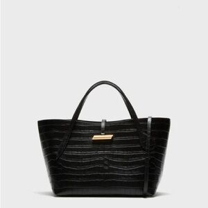 Elegant Black Croc-Embossed Tote Bag